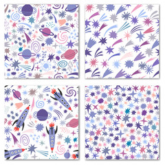 Vector space seamless pattern background set