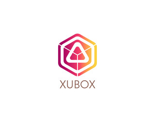 Fototapeta premium abstract geometric triangle in hexagonal cube box logo icon for corporate business, apps, data technology. letter Y symbol template Vector illustration.