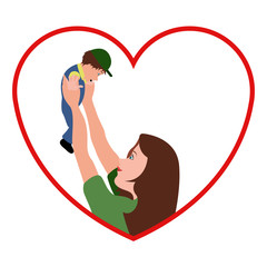 Mother holding her son icon