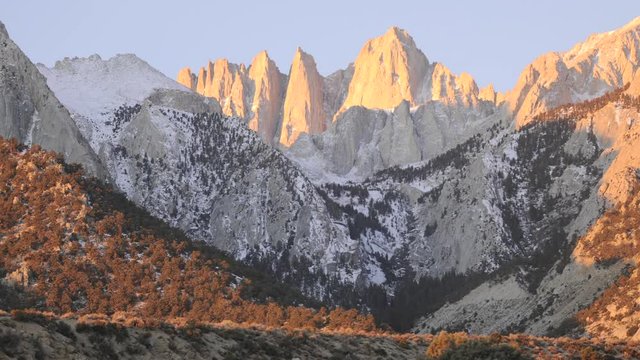 Sunrise time lapse on Mount Whitney in the Sierra Nevada Mountains near Lone Pine, California.