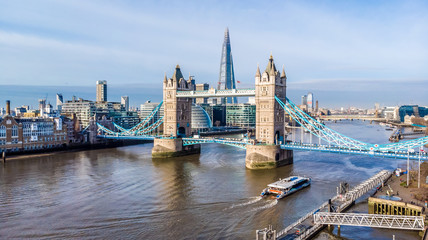 Aerial view on Tower Bridge and Shard in sunny day, London © Alexey Fedorenko