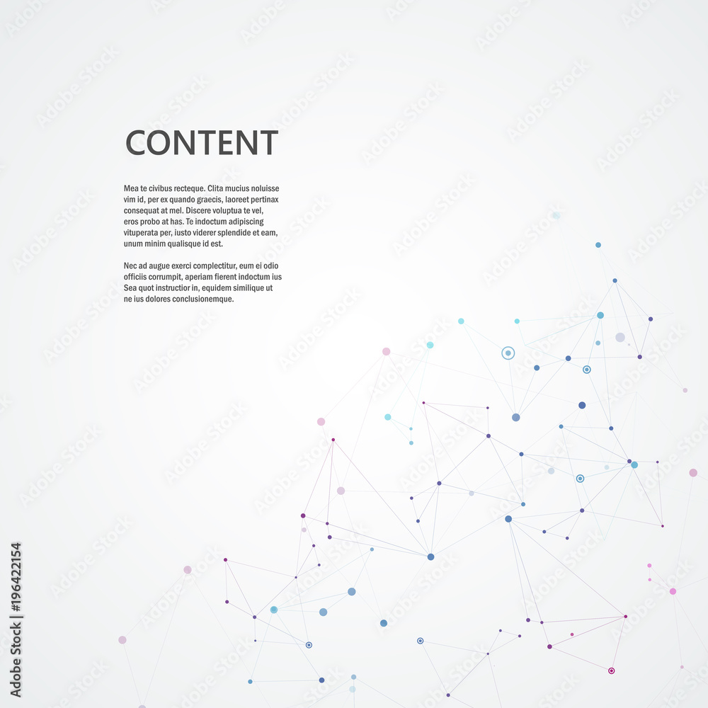 Poster Lines connecting creative grid points on surface. Abstract cover background