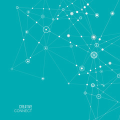 Connection science background. Modern polygonal technology with lines and dots