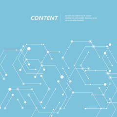 Abstract vector connection hexagons and social network background