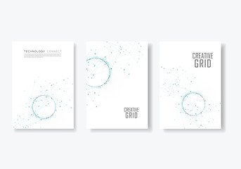 Modern geometric background with connected lines and dots. Business, science, medicine and technology brochure design