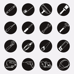 Tools icon set, outline style.