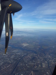 Naklejka na ściany i meble Aircraft propeller above northern Europe
