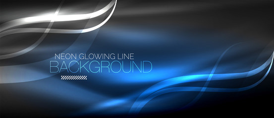 Neon elegant smooth wave lines digital abstract background