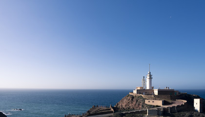 Lighthouse of Cabo de Gata, in Almeria, Spain. located in the most southeastern end of Spain, it guards the Almeria coast.