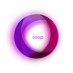 Loop circle business icon, created with glass transparent color shapes