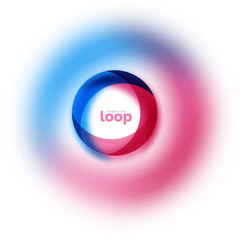 Loop circle business icon, created with glass transparent color shapes