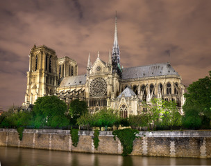 Pont Saint-Michel, Quai des Grands Augustins, night, bridge, river, seine river, eiffel tower, notre dame, seine, paris, city, panorama, view, cityscape, architecture, skyline, building, river, europe