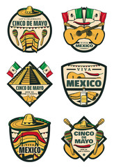 Naklejka premium Cinco de Mayo Mexican fiesta holiday sketch icons