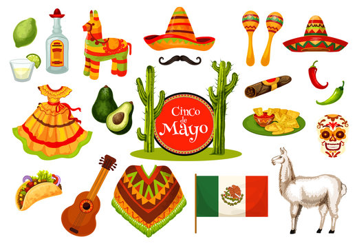 Cinco de Mayo mexican fiesta party icon design