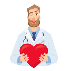 doctor holding red heart