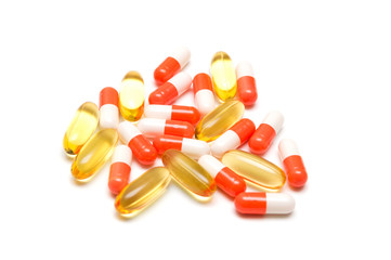 Health care concept. Medicine on white background