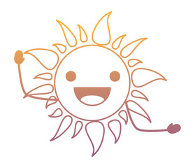 kawaii excited sun icon over white background, colorful design. vector illustration