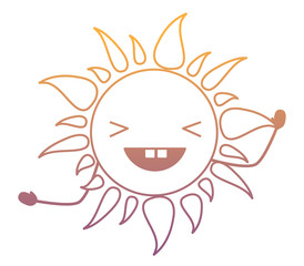 kawaii excited sun icon over white background, colorful design. vector illustration