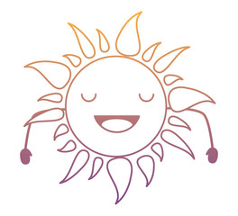 kawaii excited sun icon over white background, colorful design. vector illustration
