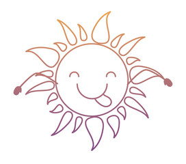 kawaii sun showing the tongue over white background, vector illustration