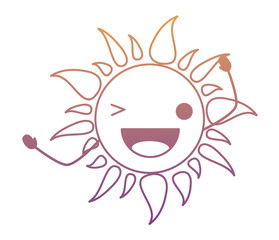 kawaii sun wiking an eye over white background, colorful design. vector illustration