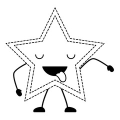 kawaii star showing the tongue over white background, vector illustration