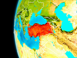 Map of Turkey in red