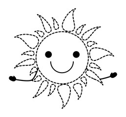kawaii excited sun icon over white background, vector illustration