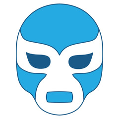 wrestling mask icon over white background, blue shading design. vector illustration