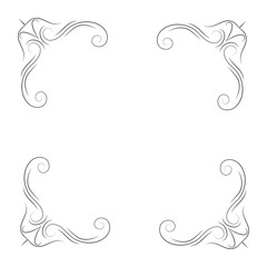 Calligraphic corners and decorative elements. Filigree flourish corners. Vector illustration.