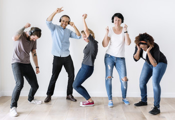 Fototapeta premium Diverse people dancing isolated
