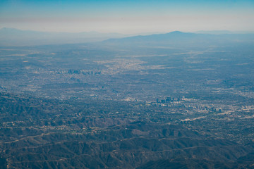 Naklejka premium Aerial view of Los Angeles downtown and Westwood downtown