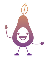 kawaii excited avocado icon over white background, colorful design. vector illustration