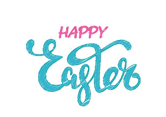 Hand sketched Happy Easter text as logotype, badge and icon. Drawn Resurrection postcard, card, invitation, poster, banner template lettering typography isolated on white background.