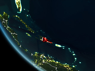 Satellite view of Dominican Republic at night