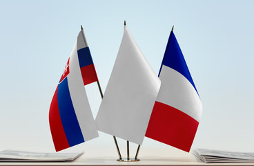 Flags of Slovakia and France with a white flag in the middle