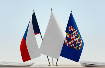 Flags of Czech Republic and Moravia with a white flag in the middle