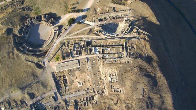 Cuenca. Drone en Parque Arqueol&oacute;gico de Seg&oacute;briga. Yacimiento romano y celta en Saelices, Cuenca (Castilla la Mancha,Espa&ntilde;a) Video aereo con Dron