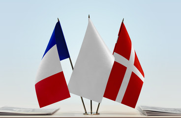 Flags of France and Savoy with a white flag in the middle