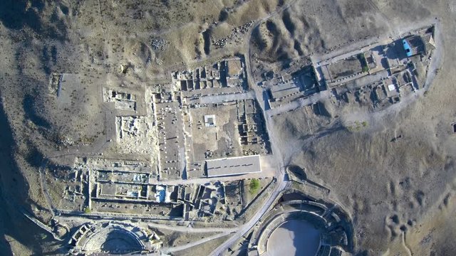 Cuenca. Drone en Parque Arqueol&oacute;gico de Seg&oacute;briga. Yacimiento romano y celta en Saelices, Cuenca (Castilla la Mancha,Espa&ntilde;a) Video aereo con Dron
