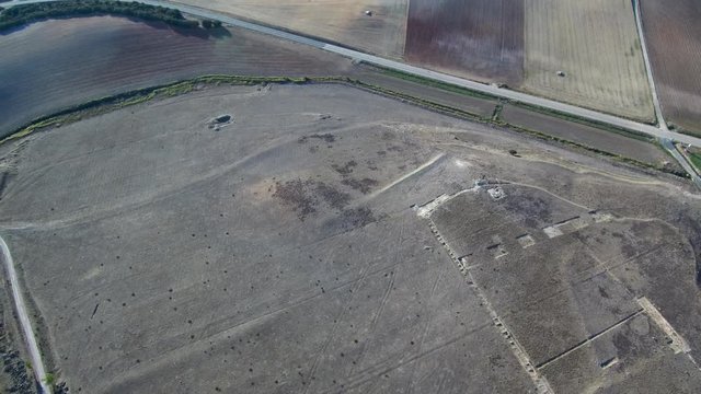 Cuenca. Drone en Parque Arqueol&oacute;gico de Seg&oacute;briga. Yacimiento romano y celta en Saelices, Cuenca (Castilla la Mancha,Espa&ntilde;a) Video aereo con Dron