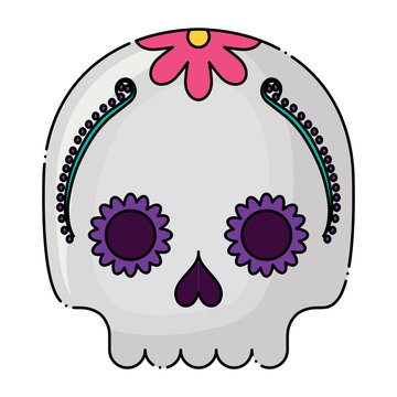 sugar skull icon over white background, colorful design. vector illustration