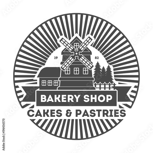 Bakery Shop Vintage Isolated Label Vector Bread And Cake House