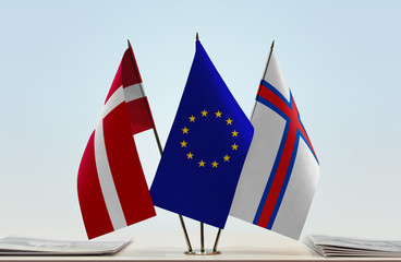 Flags of Denmark European Union and Faroe Islands