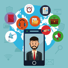 Smartphone and social media vector illustration graphic design