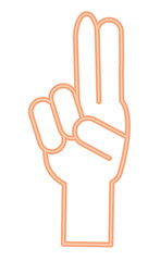 Fototapeta premium hand with two fingers up over white background, vector illustration