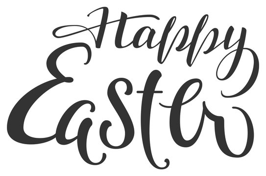 Happy Easter hand written calligraphy text for greeting card