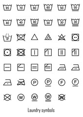 laundry symbols icon set