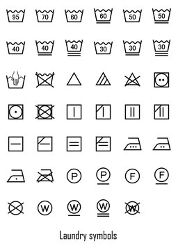 laundry symbols icon set
