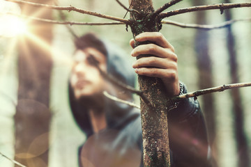Hooded guy in the woods